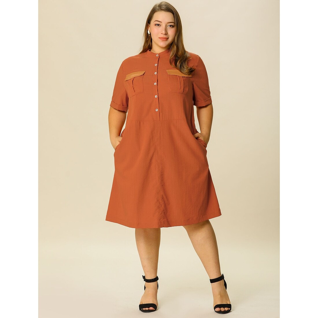 plus size button down midi dress