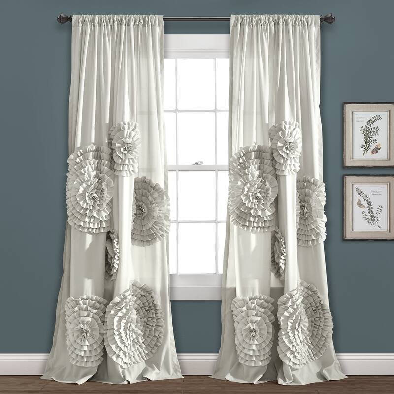 Silver Orchid Ince Flora Curtain Panel - 84 x 54 - Light Gray