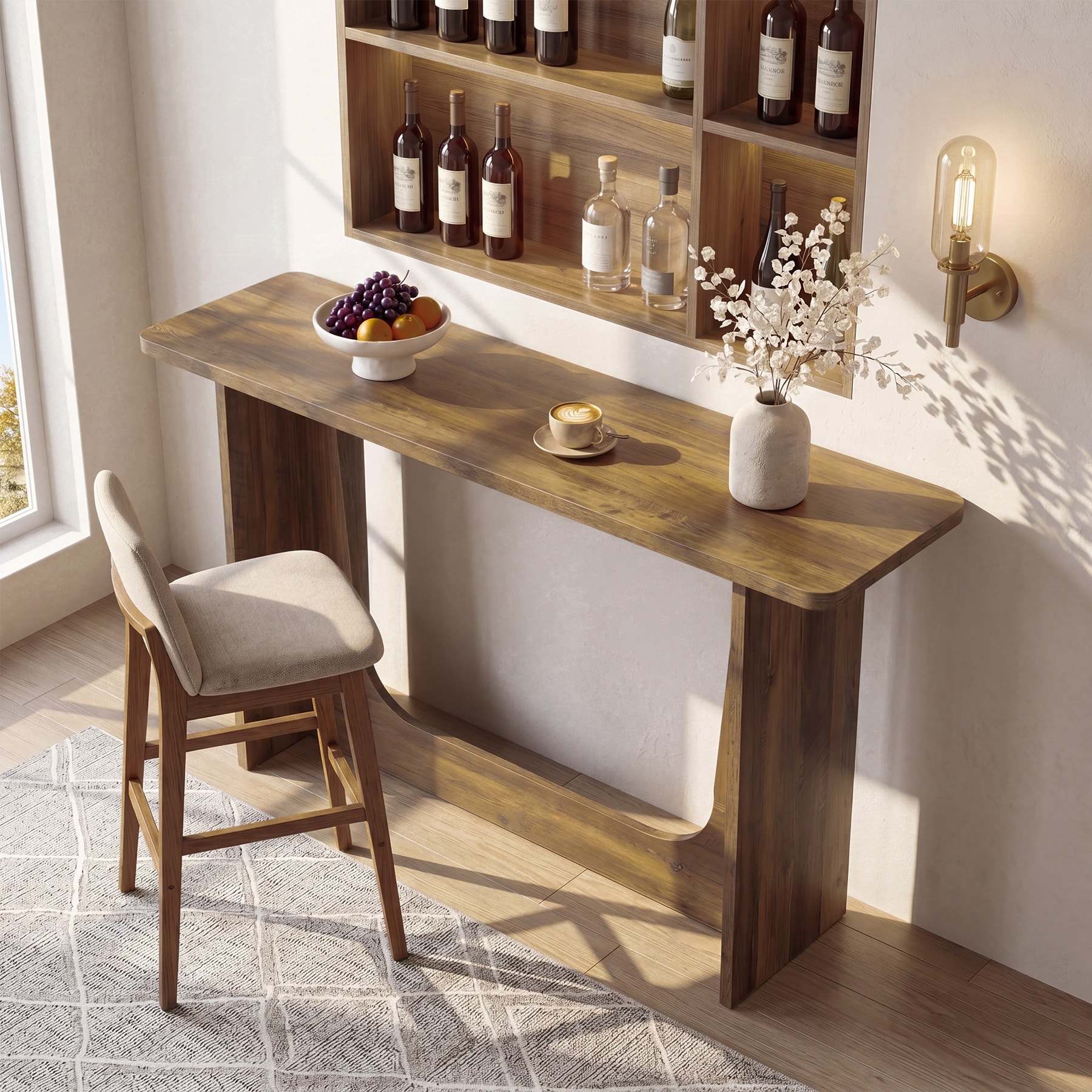 63'' Rustic Bar Table for Kitchen, Home Bar, Bistro