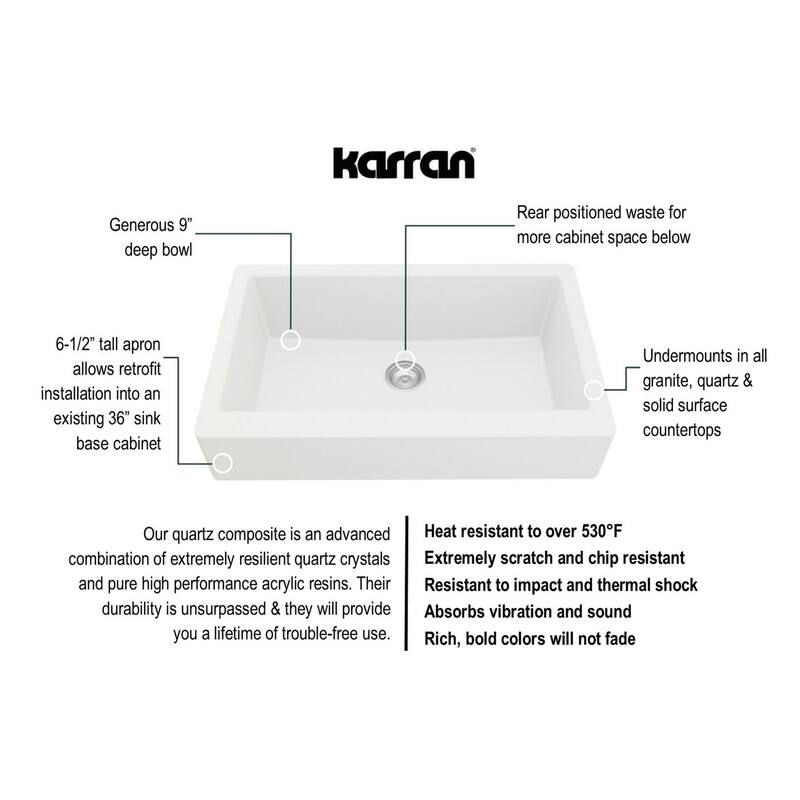 Karran Retrofit Farmhouse Quartz Single Bowl Kitchen Sink Kit