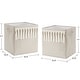 preview thumbnail 3 of 2, Boho Bohemian Foldable Fabric Storage Bins - Solid Taupe Beige Ivory Cream Off White Linen Farmhouse Shabby Chic Fringe Neutral