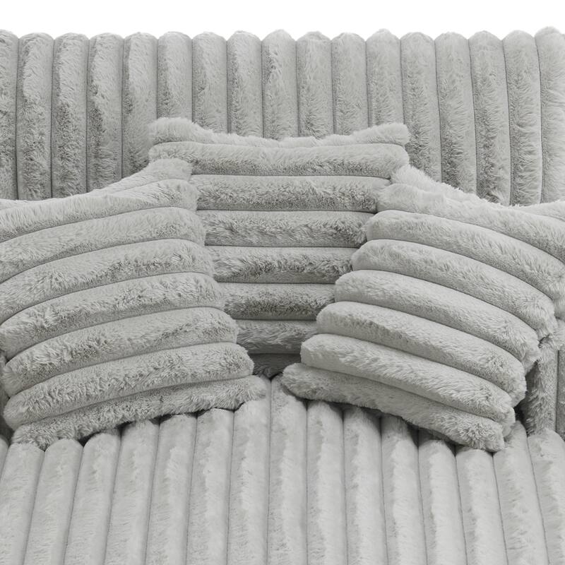 2-Piece Flannel Chaise Lounge Sofa Bed Set with Cup Holder