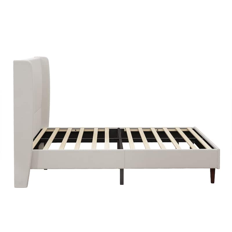 GDFStudio - Oliver High Back Soft Bed with 12-Slat Support and Plush Upholstery