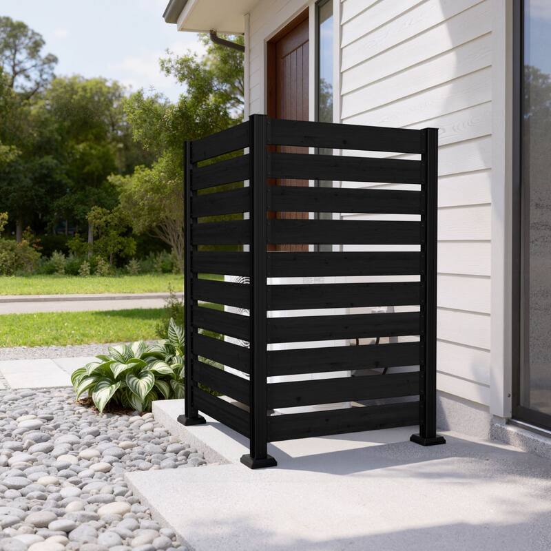 VEIKOUS 1 Pannel Versatile Outdoor Privacy Panels, Aluminum and Wooden Fence Panels for Garden - Black