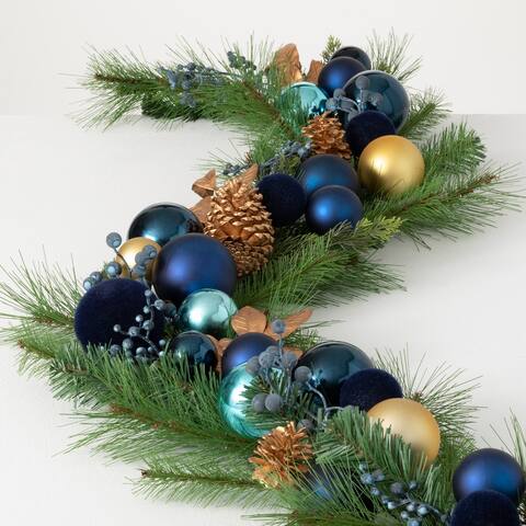 72" Artificial Ornamental Blue Pine Garland