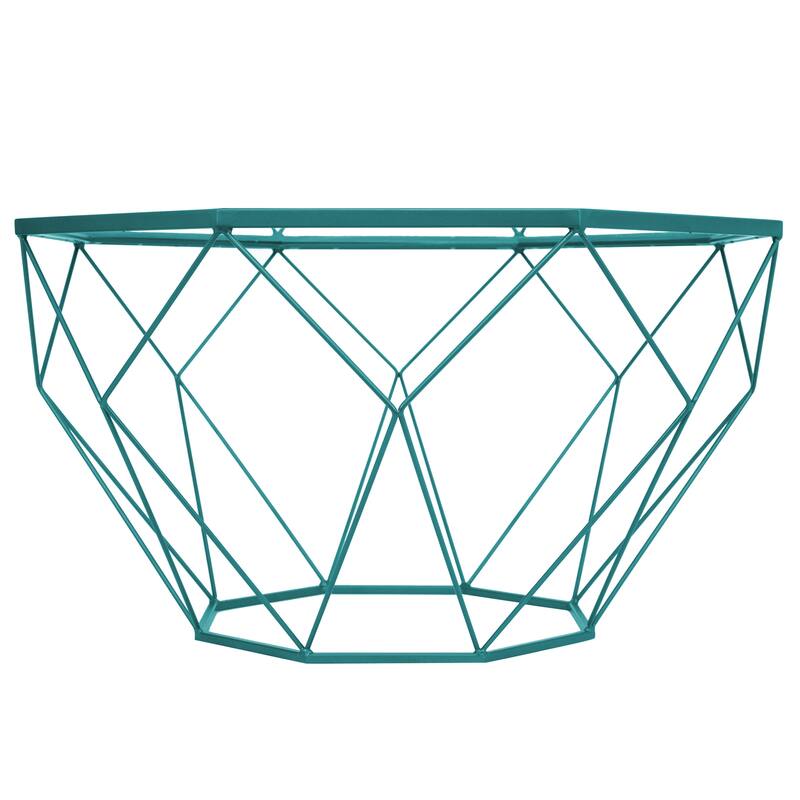 Malibu 29" Modern Octagon Center Coffee Table with Tempered Glass Table top & Sturdy Metal Geometric Base for Living Room Office