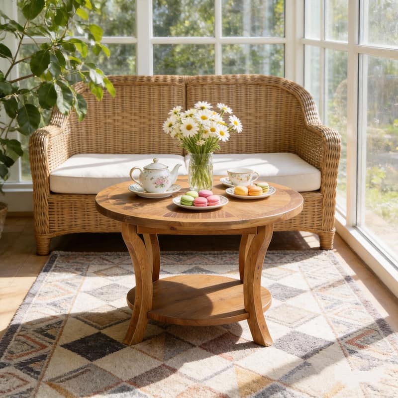 Round Solid Wood Coffee Table