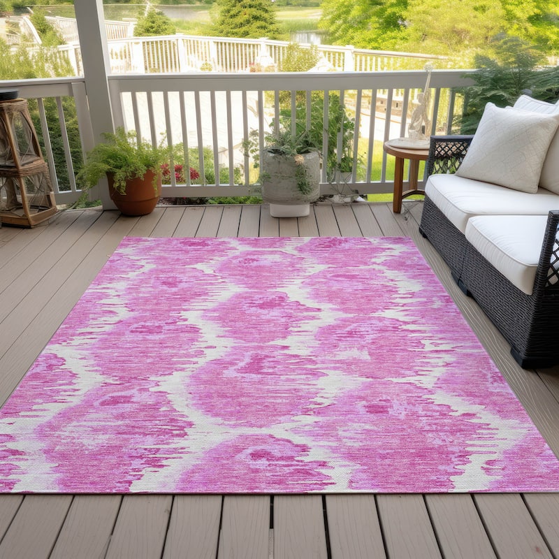 Machine Washable Indoor/ Outdoor Chantille Contemporary Abstract Rug - Pink - 3' x 5'