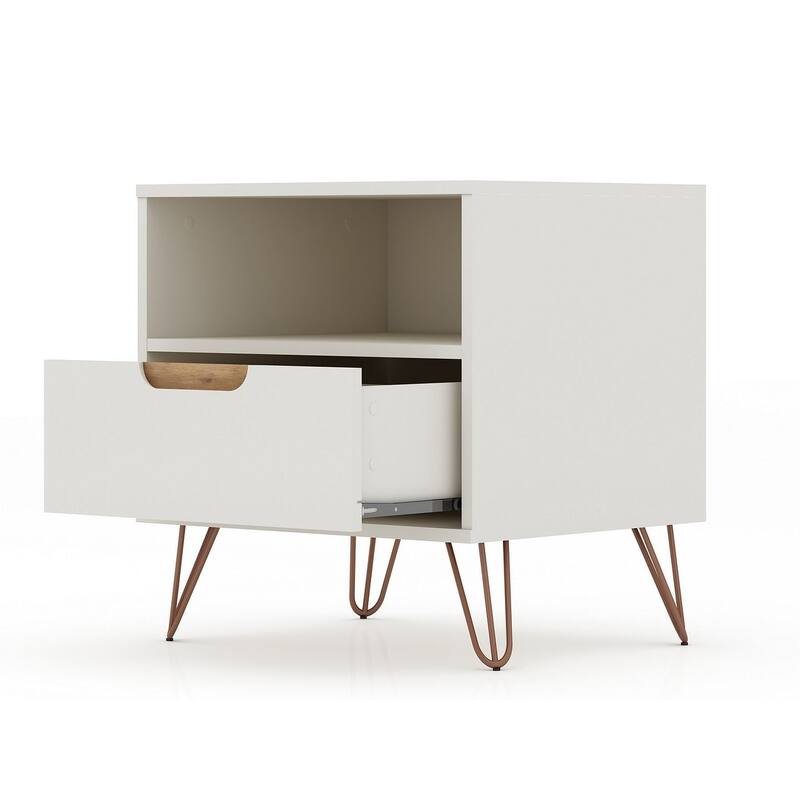 Manhattan Comfort Rockefeller 1-Drawer Nightstand (Set of 2)
