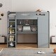 preview thumbnail 18 of 28, Full Size Wooden Loft Bed, Multifunctional Loft Bed Frame with Desk, Wardrobes, 4 Drawers and 4 Shelves for Kids Teen Adults