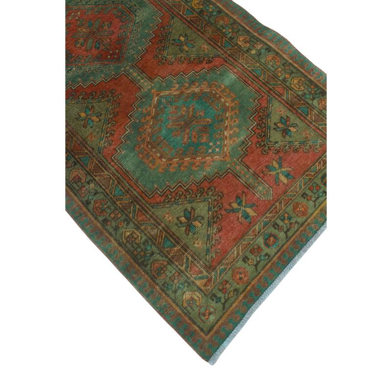 Fine Vintage Distressed Alvina Rust/Brown Runner - 3'4" x 10'9"