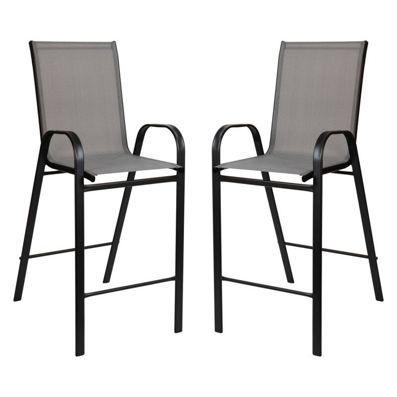 2 Pack Outdoor Barstools with Flex Comfort Material-Patio Stool