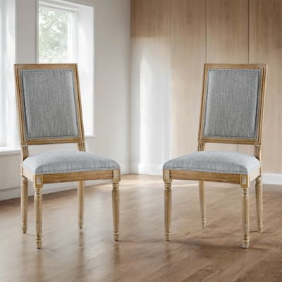 Dining Chairs with Upholstered Seats, Solid Rubberwood Frame, Set of 2