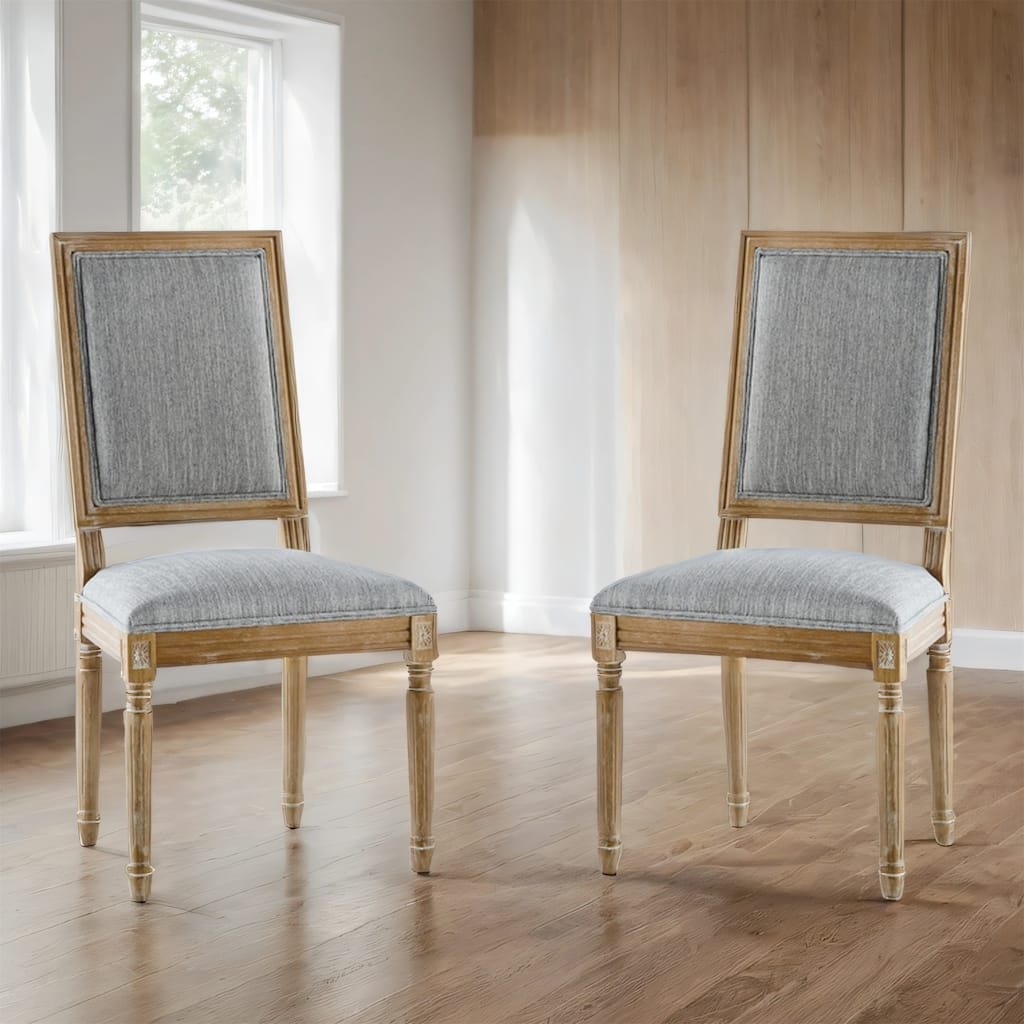 Dining Chairs with Upholstered Seats, Solid Rubberwood Frame, Set of 2