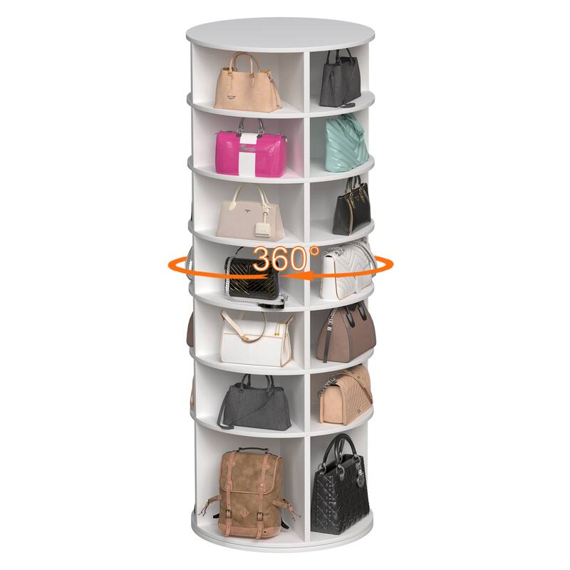7-Tier Spinning Shoe Rack High Bottom Design Shoe Tower , Fits 28 Pairs of Shoes