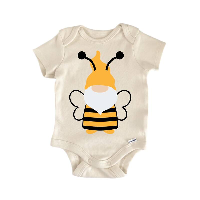 Gnome Bee Honey Hive - Baby Boy Girl Clothes Infant Bodysuit Funny Cute - Natural - Newborn