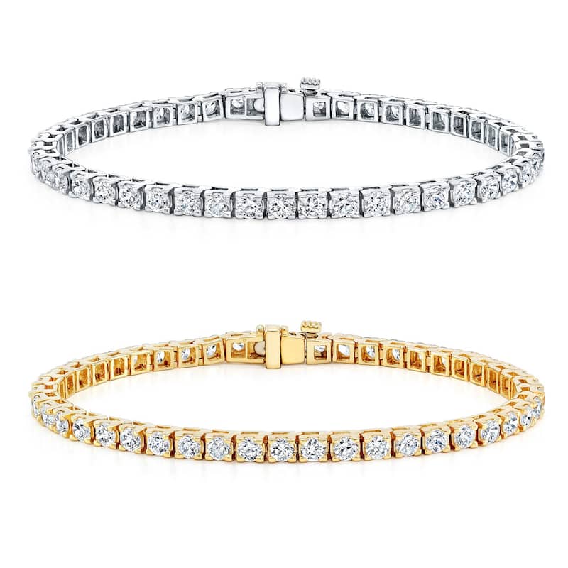 Auriya 2 to 12 carat TW Round Diamond Tennis Bracelet 14k Gold
