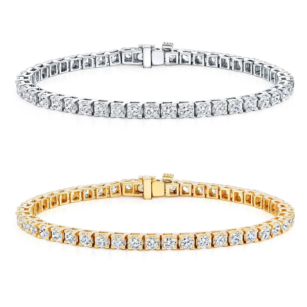 Auriya 2 to 12 carat TW Round Diamond Tennis Bracelet 14k Gold