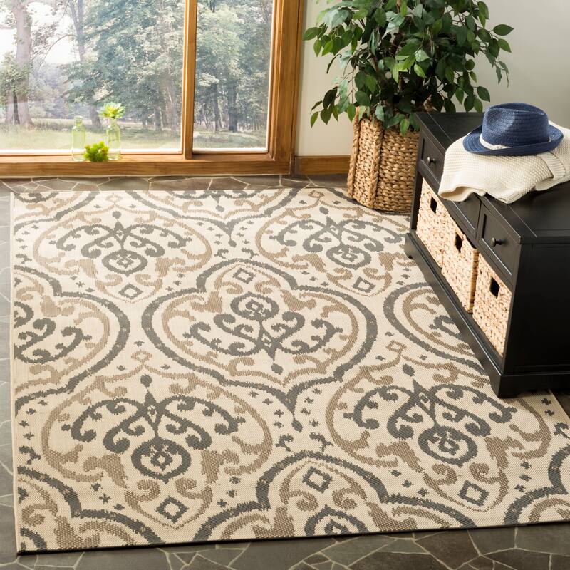Martha Stewart by SAFAVIEH Fairview Indoor/ Outdoor Waterproof Rug - 5'3" x 7'7" - Beige/Anthracite