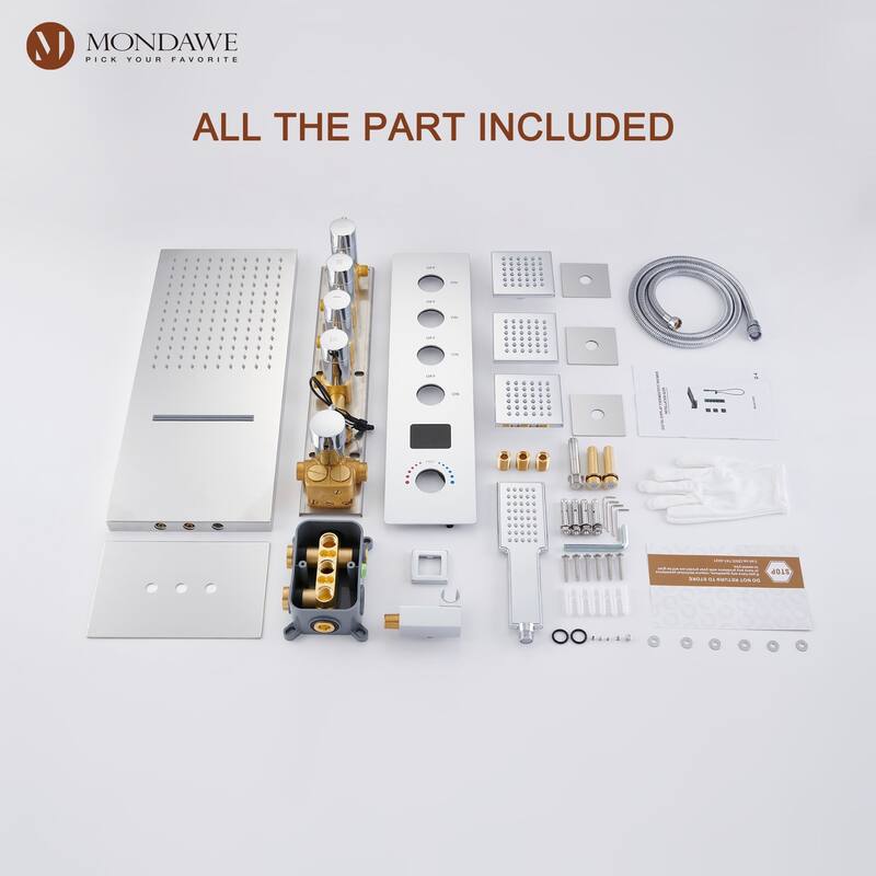22 Inch Wall Mounted Thermostatic Shower System Temperature Digital Display Shower Faucet Set