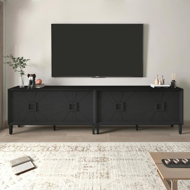 60'' Heavy-Duty Antique Wood TV Stand with Adjustable Shelves