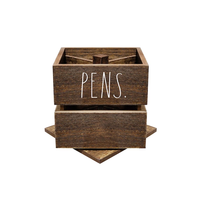 Rae Dunn Wooden Pencil/Pen Cup Spinner