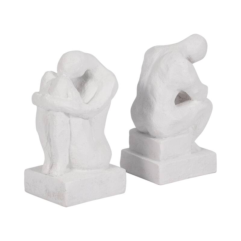 Sagebrook 7" Solid Color Square Thinking Man Bookends - 4" x 3" x 7"