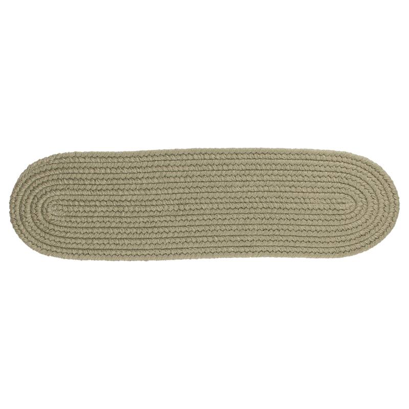 Rhody Rug Woolux Braided Wool Flatweave Oval Rug - 8" x 28" Oval - Moss Green