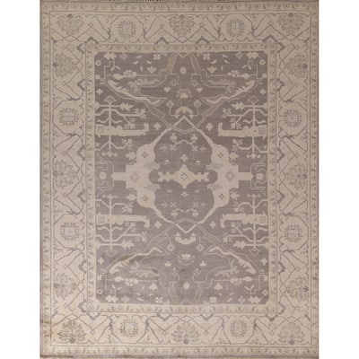 All-Over Floral Oushak Indian Area Rug Handmade Wool Carpet - 8'0"x 9'9"