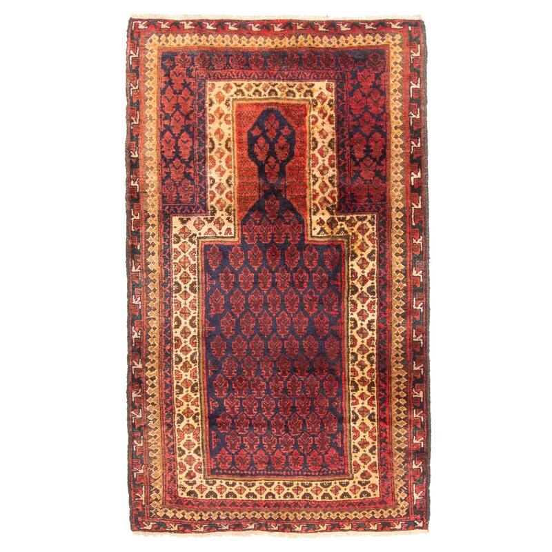 ECARPETGALLERY Hand-knotted Teimani Dark Navy Wool Rug - 2'10 x 4'9