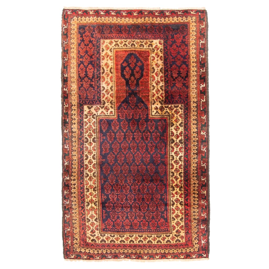 ECARPETGALLERY Hand-knotted Teimani Dark Navy Wool Rug - 2'10 x 4'9