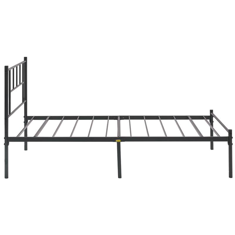 VECELO Victorian Style 14 Inch Metal Platform Bed Frame with Headboard, Heavy Duty Steel Slat Support, No Box Spring Needed