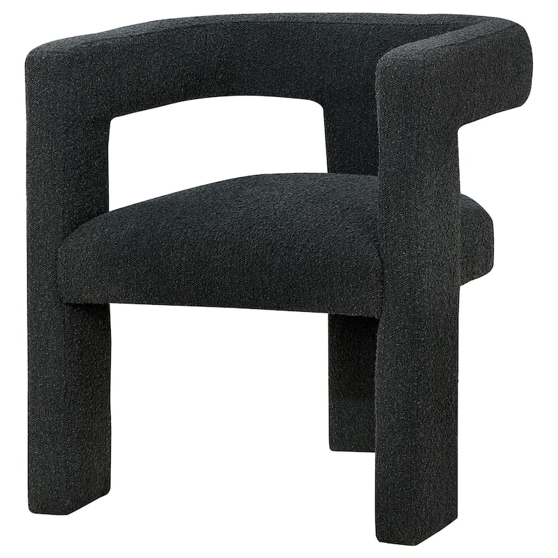 Hellen Accent Side Chair, Fully Upholstered in Black Boucle, Foam Cushion