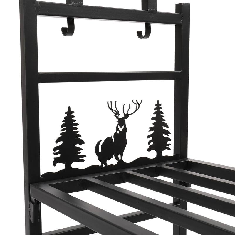 Double Layer Firewood Holder With Animal Pattern And Tools