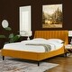 preview thumbnail 74 of 202, Aspen Mid-Century Modern Performance Fabric Low Profile Upholstered Platform Bed Yellow Velvet - King