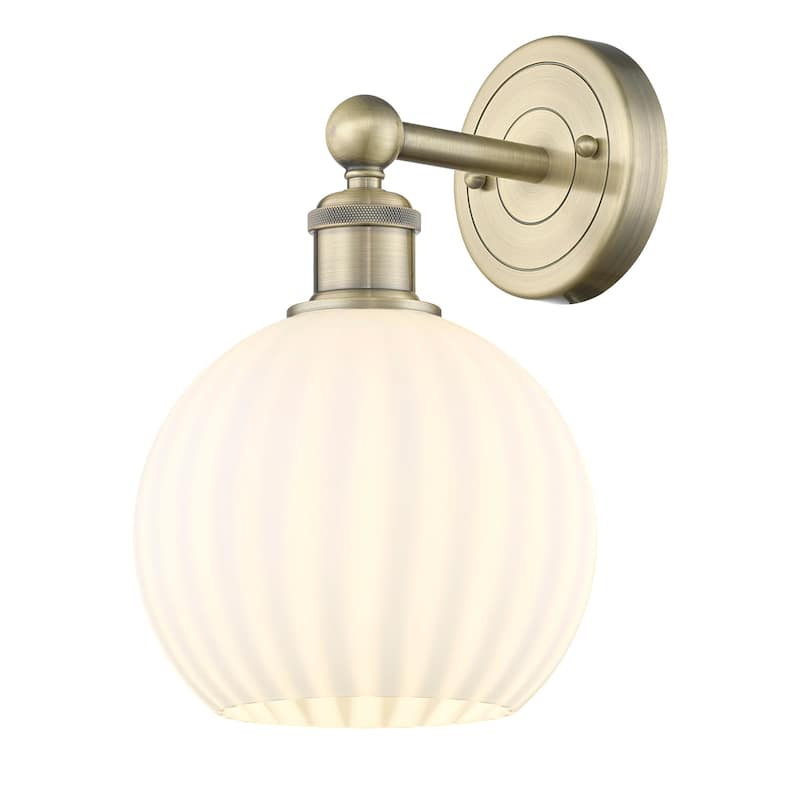 Innovations Lighting 616-1W 12 8 White Venetian Sconce White Venetian - Antique Brass
