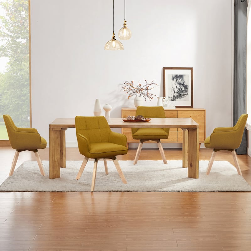 Art Leon Swivel Fabric Dining Arm Chair (Set of 2)