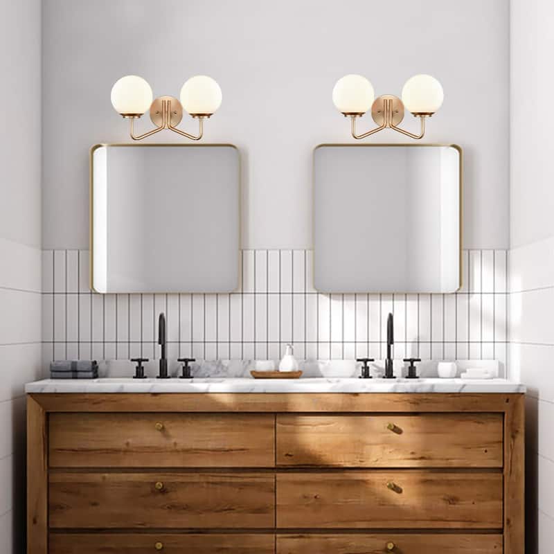 2 Light Wall Sconce in Satin Nickel and Gold with Opal Etched and Seedy Glass - W:5.98*H:9.33*E:8.19 - Satin Gold
