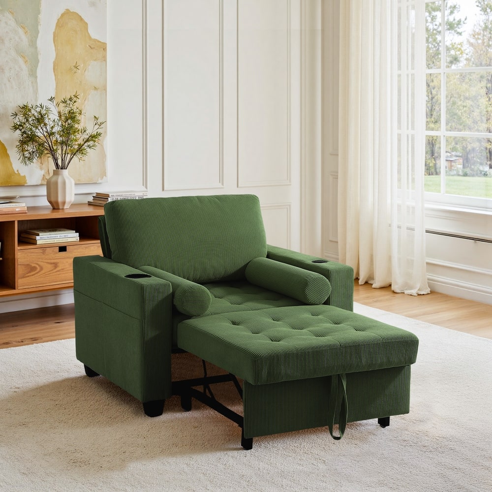 39" Adjustable Recline Convertible Sleeper Accent Chair with USB Port