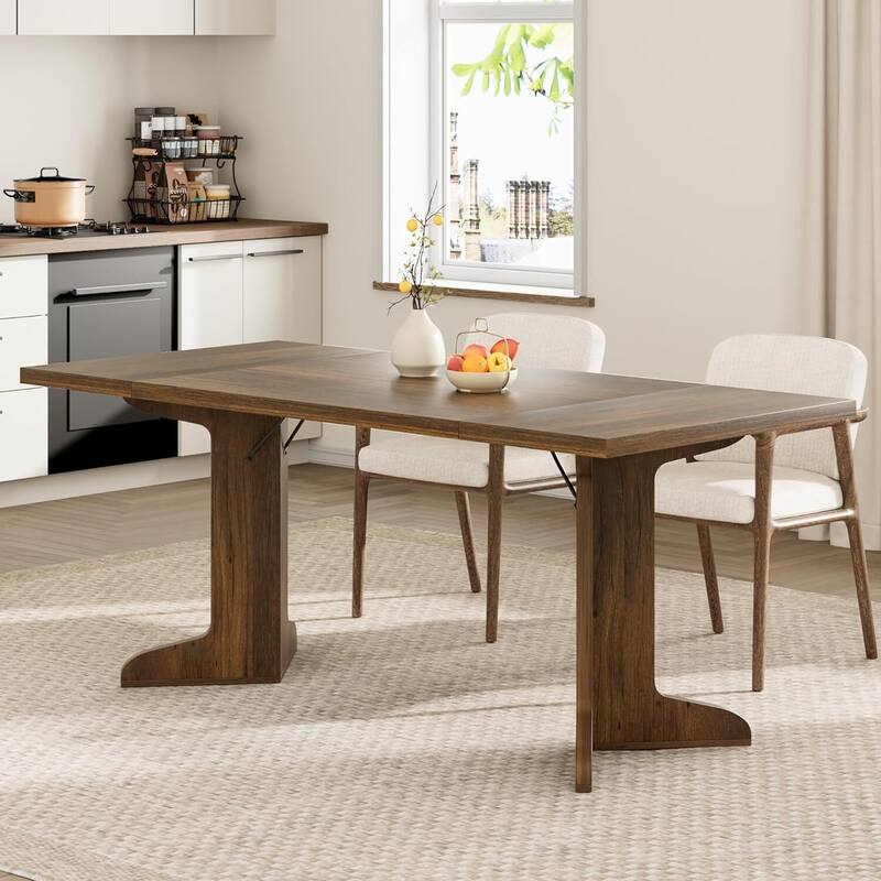 71 Inch Farmhouse Kitchen Dining Table for 6 to 8 Dining Room, Office and Living Room (Only Table) - Brown