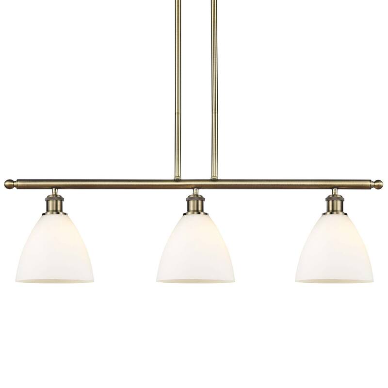 Innovations Lighting 516-3I-11-36 Bristol Linear Bristol Glass 3 Light - Antique Brass / Matte White