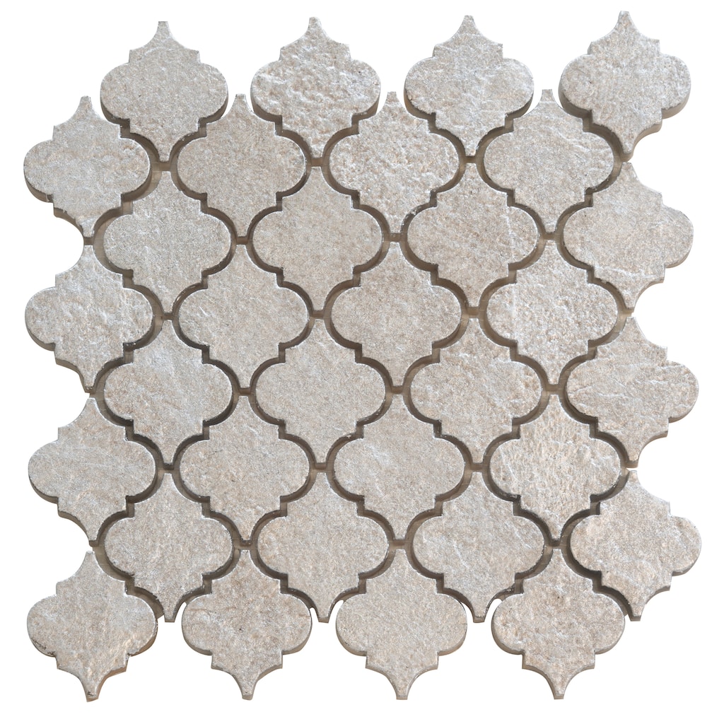 Artisana 12x12 in Textured, Foiled Resin Arabesque Lantern Mosaic Wall Tile (5 sq ft/case, 5-Pack)