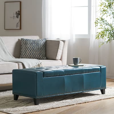 Guernsey Studded Faux Leather Storage Ottoman Bench by Christopher Knight Home
