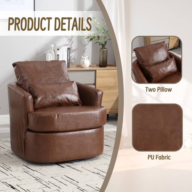 32.68" Swivel Barrel Chair with Metal Base
