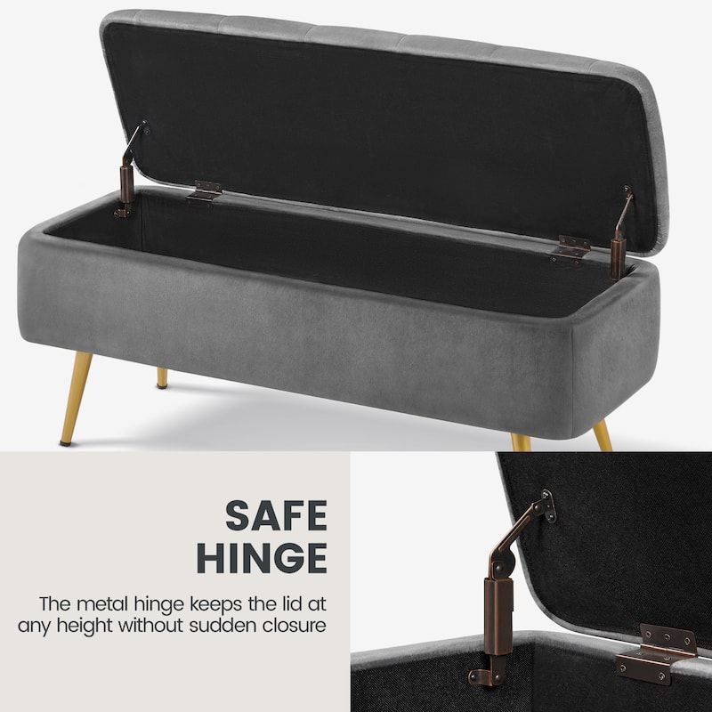 Yaheetech Modern Upholstered Ottoman Footstool Bench with Storage - 42.7"×14.6"×19"