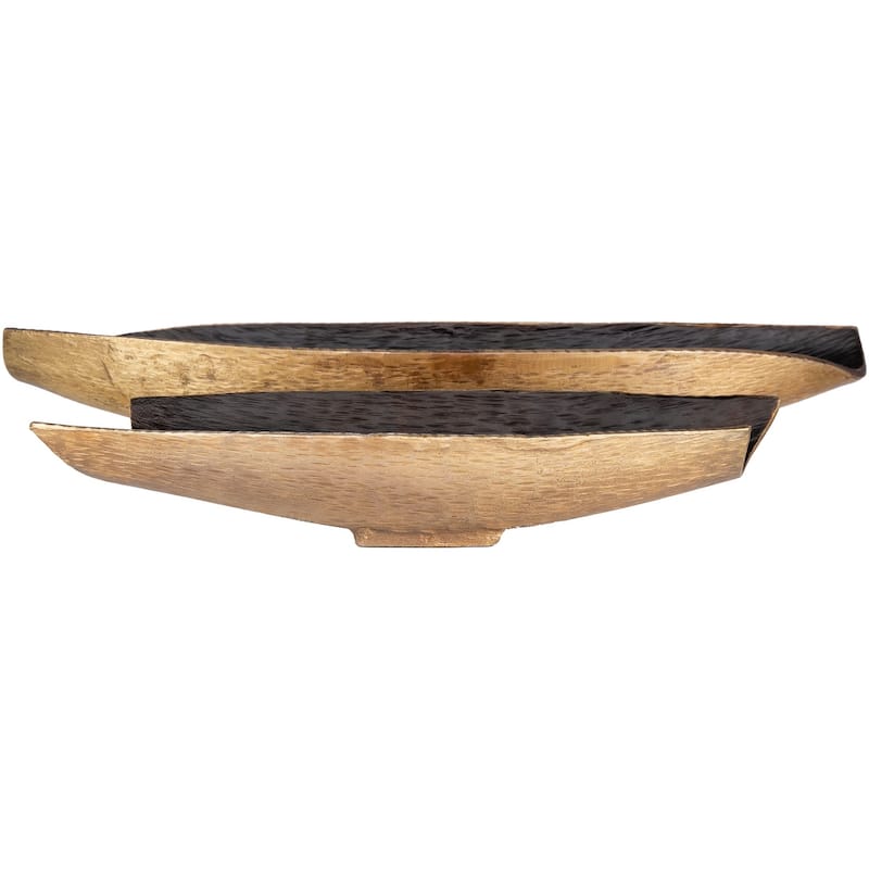 Nikos Modern Aluminum Decorative Bowls (2 Pieces) - 18.5" x 5.5" x 3.25", 26" x 6.5" x 4.25"