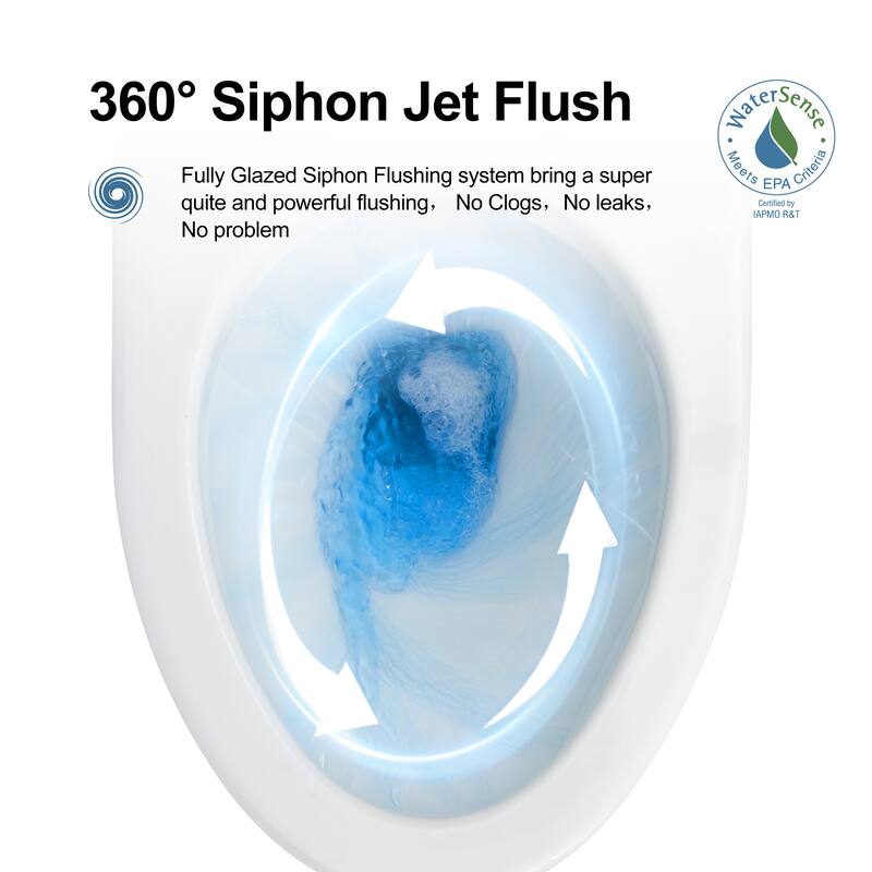 HOROW 1 Piece Dual Flush Elongated Toilet White 0.8 1.28 GPF Seat Included - N/A