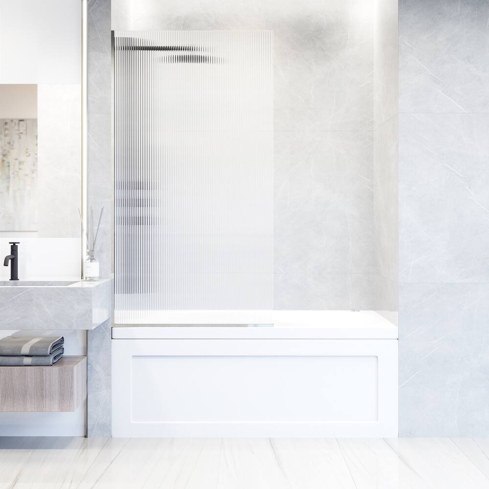 VIGO Zenith 34" W x 62" H Frameless Fixed Tub Screen Door