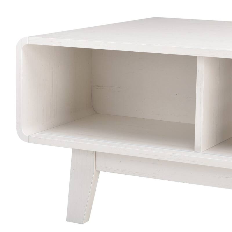 43.3" Mid-Century Farmhouse Wood Coffee Table with Storage