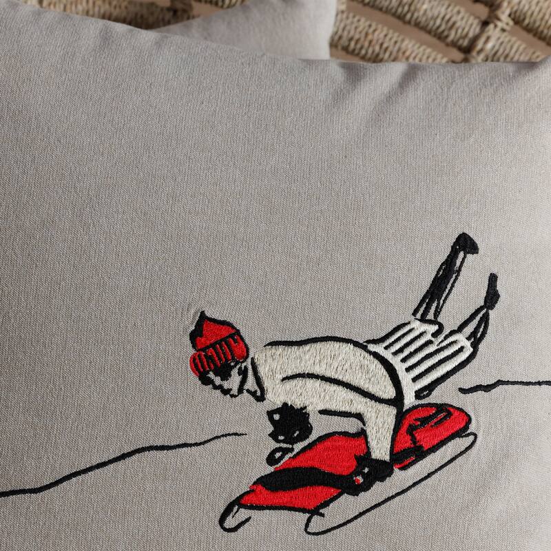 St. Moritz Glam Cotton Embroidered Throw Pillow, 16" x 16"